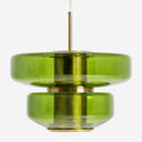 Lámpara colgante de cristal y hierro en color verde traslúcido