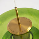 Lámpara colgante de cristal y hierro en color verde traslúcido – detalle
