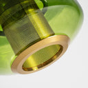 Lámpara colgante de cristal y hierro en color verde traslúcido – detalle