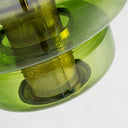 Lámpara colgante de cristal y hierro en color verde traslúcido – detalle