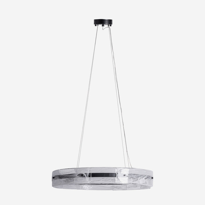 Lámpara colgante de cristal y hierro transparente