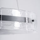 Lámpara colgante de cristal y hierro transparente – detalle