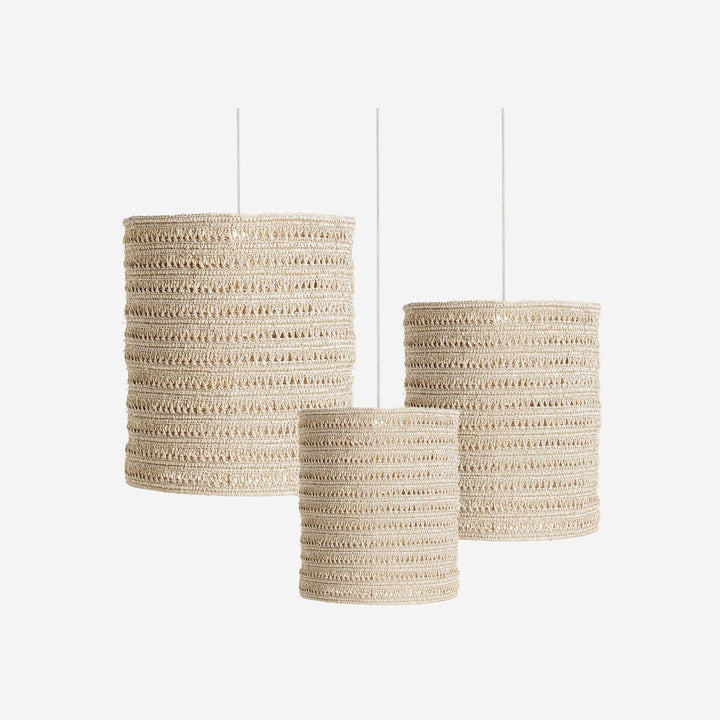 Lámpara colgante de fibra natural en color crema (juego de 3)