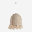Lámpara colgante de fibra natural en color marrón de líneas contemporáneas – 52 x 52 x 76 cm