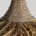 Lámpara colgante de fibra natural y hierro en color marrón – detalle