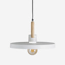 Lámpara colgante de hierro y madera de mango en color blanco