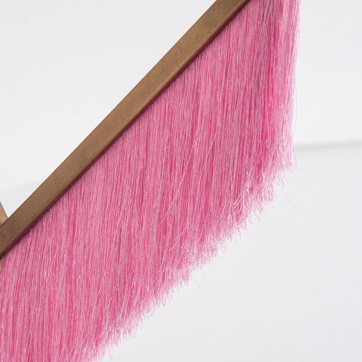 Lámpara colgante de latón y cristal en color rosa – detalle