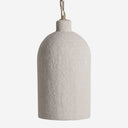 Lámpara colgante de madera de suar en color beige de líneas contemporáneas