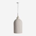 Lámpara colgante de madera de suar en color beige de líneas contemporáneas