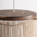 Lámpara colgante de ratán y madera de suar en color marrón claro – 27 x 27 x 105 cm – detalle