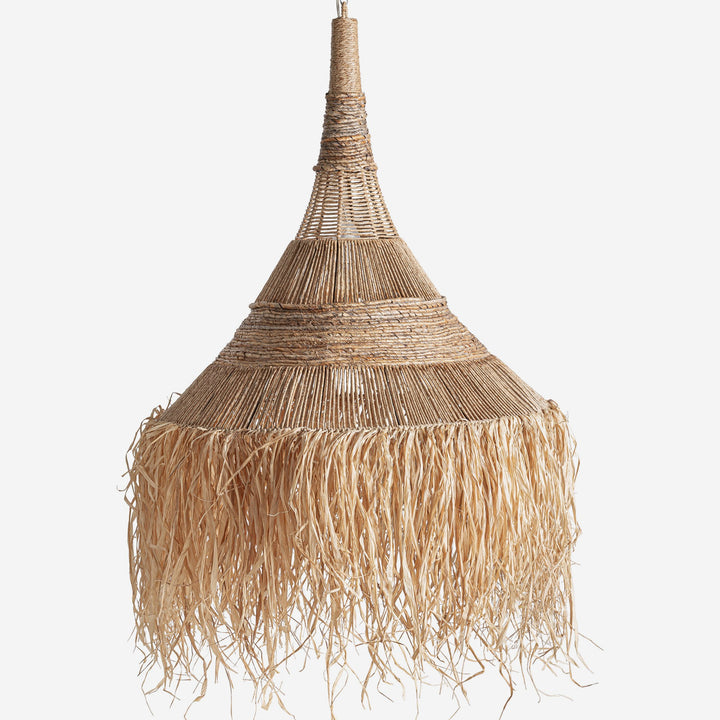 Lámpara colgante de yute y fibra natural en color marrón