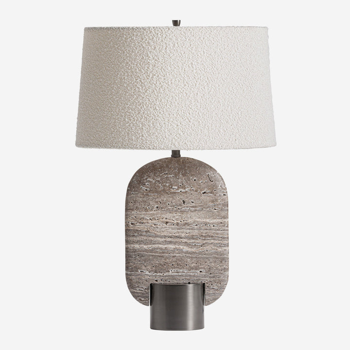 Lámpara de mesa con base de piedra ovalada