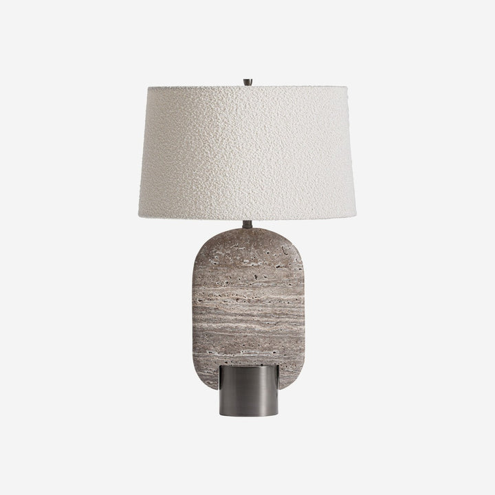 Lámpara de mesa con base de piedra ovalada