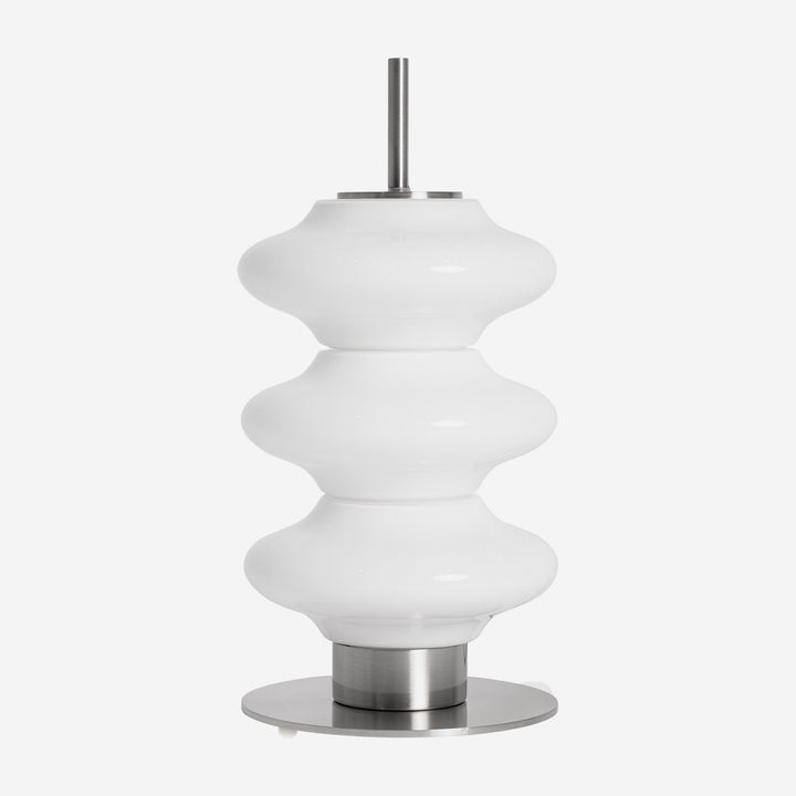 Lámpara de mesa de cristal y hierro en color blanco