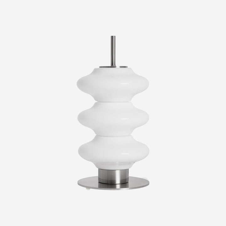Lámpara de mesa de cristal y hierro en color blanco