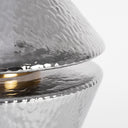 Lámpara de mesa de cristal y hierro en color gris – detalle