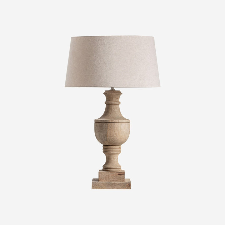 Lámpara de mesa de madera de mango y algodón en color marrón claro