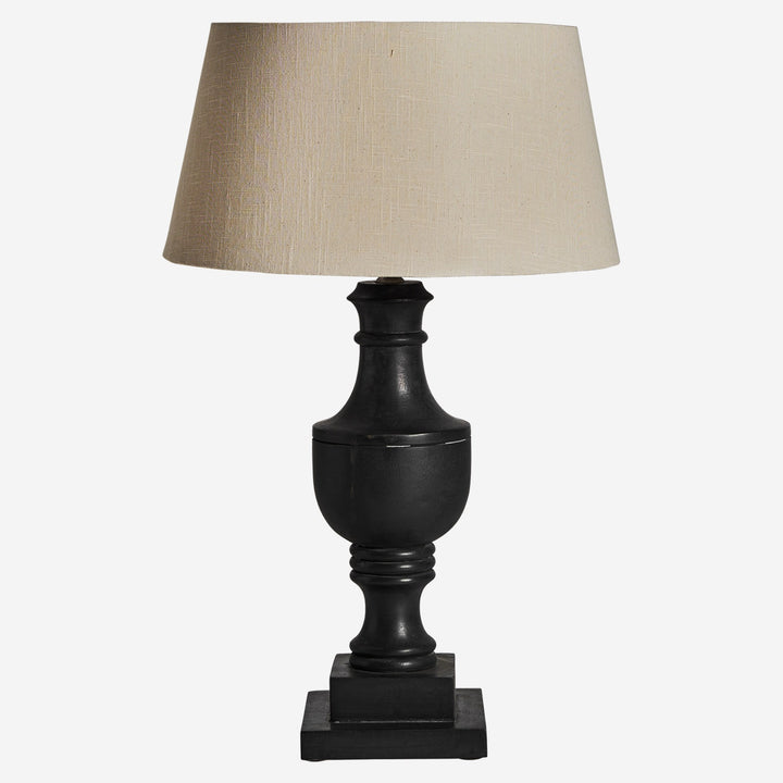 Lámpara de mesa de madera de mango y algodón en color negro 45 x 72 cm