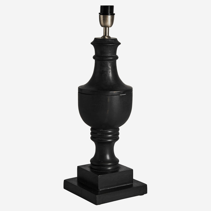 Lámpara de mesa de madera de mango y algodón en color negro 45 x 72 cm