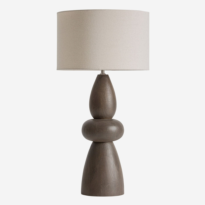 Lámpara de mesa de madera de mango y poliéster en color marrón