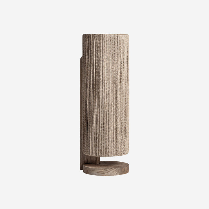 Lámpara de mesa de madera de mango y rafia en color marrón