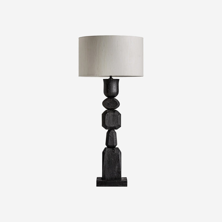 Lámpara de mesa de madera de mango y yute en color negro