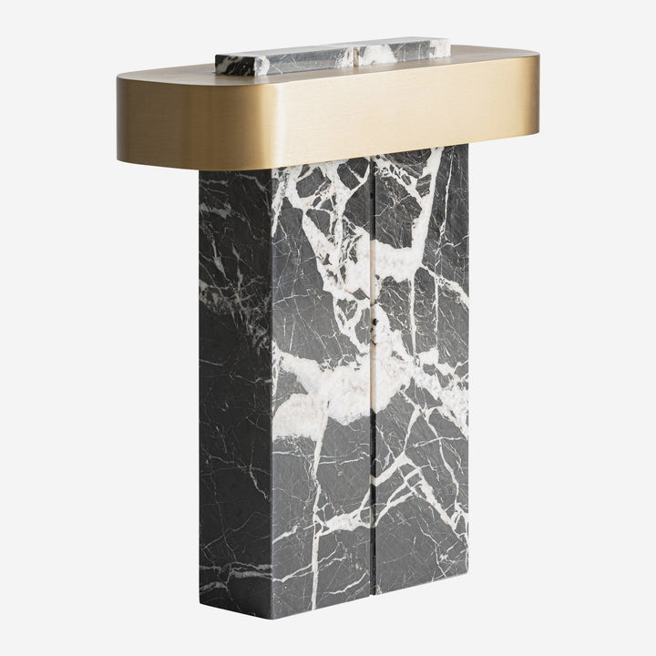 Lámpara de mesa de mármol y hierro en color negro veteado