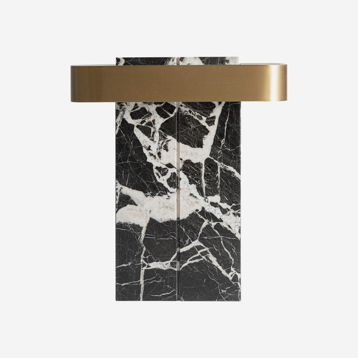 Lámpara de mesa de mármol y hierro en color negro veteado