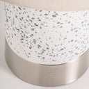 Lámpara de mesa de piedra y acero en color blanco – detalle
