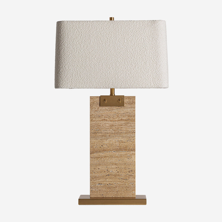 Lámpara de mesa de travertino y hierro