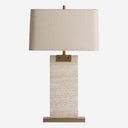 Lámpara de mesa de travertino y hierro – Beige / 45 x 25 x 78 cm