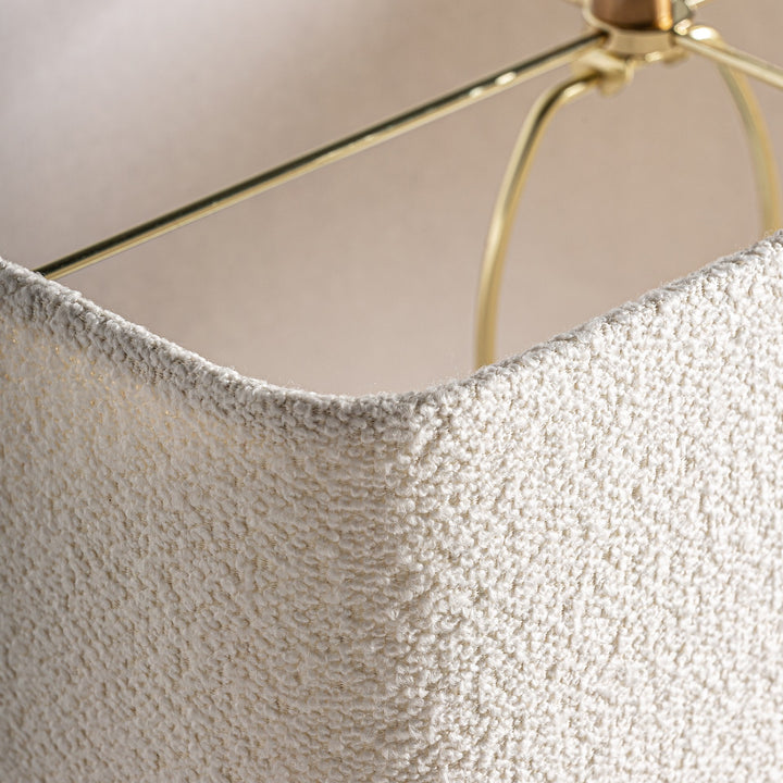 Lámpara de mesa de travertino y hierro en color marrón claro – detalle