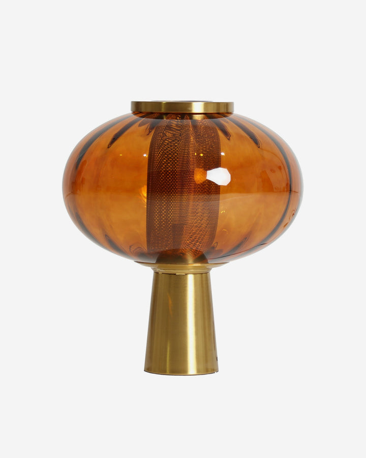 Lámpara de mesa de vidrio en color ámbar SLAVEC 33x41 cm