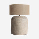 Lámpara de mesa de yute y terracota en color gris