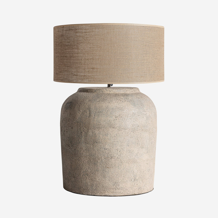 Lámpara de mesa de yute y terracota en color gris