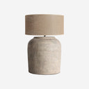 Lámpara de mesa de yute y terracota en color gris