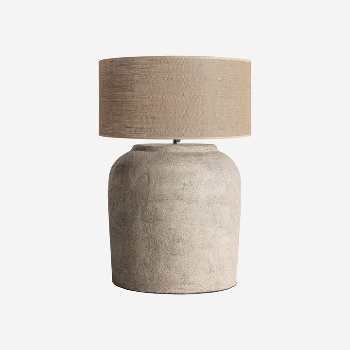 Lámpara de mesa de yute y terracota en color gris