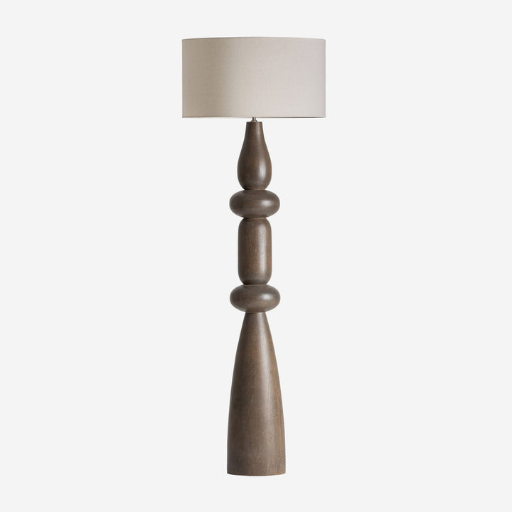 Lámpara de pie de madera de mango y poliéster en color marrón – 56 x 56 x 170 cm