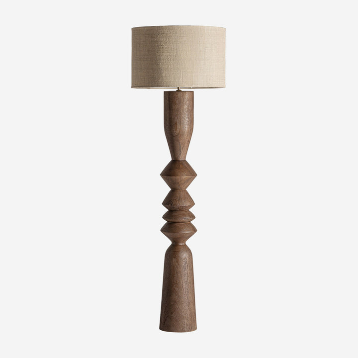 Lámpara de pie de madera de mango y yute en color marrón 50 x 163 cm