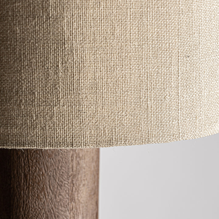Lámpara de pie de madera de mango y yute en color marrón 50 x 163 cm – detalle