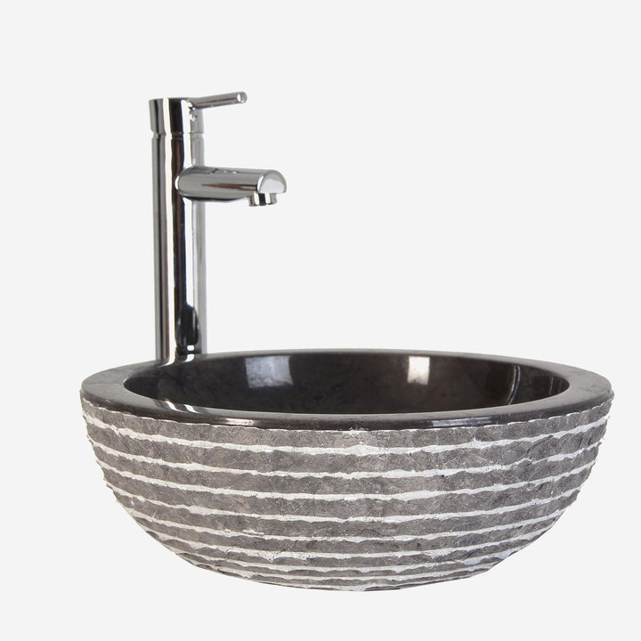 Lavabo de mármol en color gris de aire vintage 40 x 15 cm