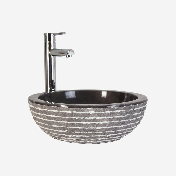 Lavabo de mármol en color gris de aire vintage 40 x 15 cm