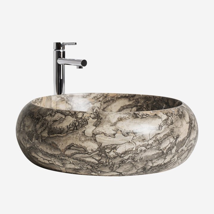 Lavabo de mármol en color gris de líneas contemporáneas 40 x 15 cm