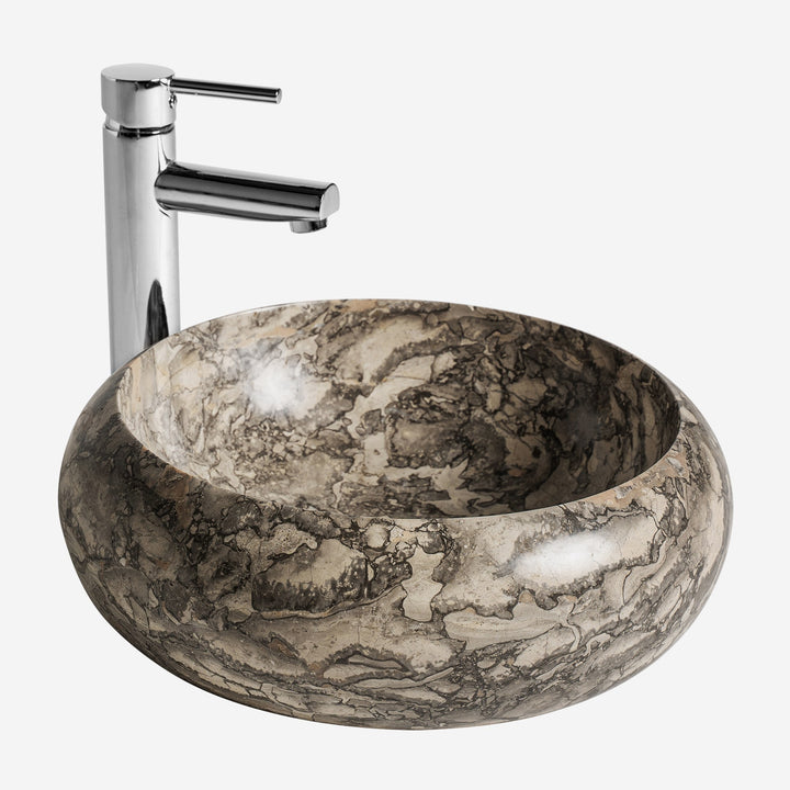 Lavabo de mármol en color gris de líneas contemporáneas 40 x 15 cm