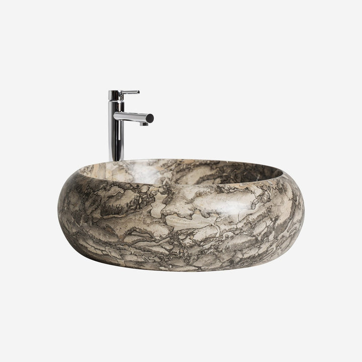Lavabo de mármol en color gris de líneas contemporáneas 40 x 15 cm
