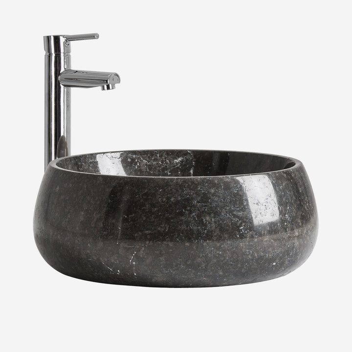 Lavabo de mármol en color negro brillo