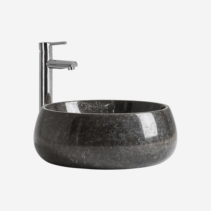 Lavabo de mármol en color negro brillo