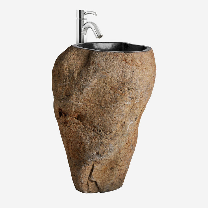 Lavabo de piedra en color marrón envejecido