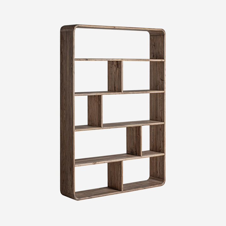 Librería de madera de olmo reciclado en color marrón claro
