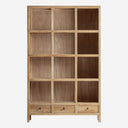 Librería modular de madera de olmo reciclado en color marrón claro